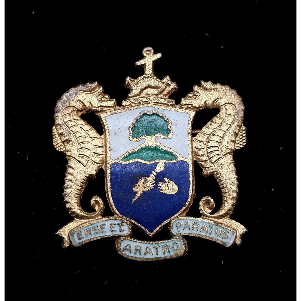 Vintage WW2 US Navy‎ Submarine School DI Gold Plated Sterling Silver Crest Pin